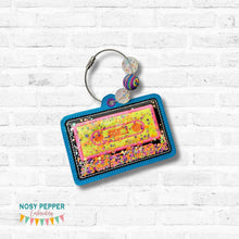 Load image into Gallery viewer, Cassette Tape shaker appliqué bag tag/ornament/bookmark —NOV MB—machine embroidery design DIGITAL DOWNLOAD