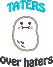 Load image into Gallery viewer, Taters Over Haters applique machine embroidery design (4 sizes included) DIGITAL DOWNLOAD