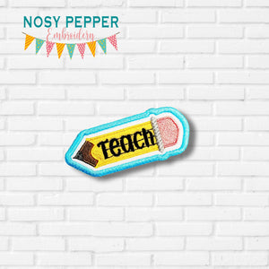 Teach patch machine embroidery design (2 sizes included) DIGITAL DOWNLOAD