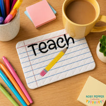 Load image into Gallery viewer, Teach Mug rug (4 sizes included) machine embroidery design DIGITAL DOWNLOAD