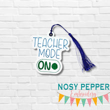 Load image into Gallery viewer, Teacher Mode bookmark machine embroidery file DIGITAL DOWNLOAD