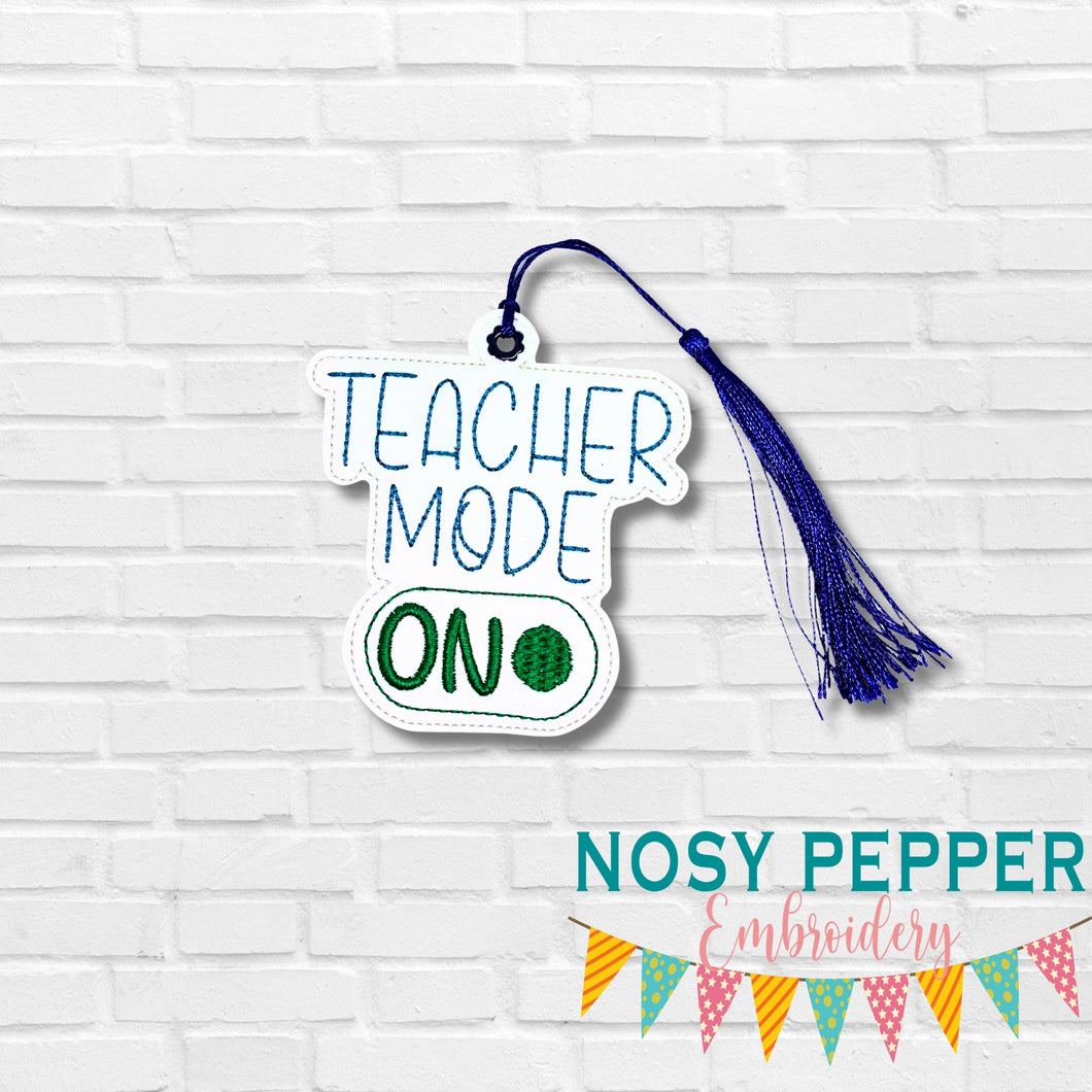 Teacher Mode bookmark machine embroidery file DIGITAL DOWNLOAD