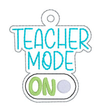 Load image into Gallery viewer, Teacher Mode snap tab and eyelet fob machine embroidery file (single and multi files included) DIGITAL DOWNLOAD