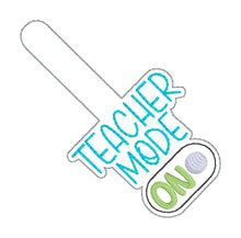 Load image into Gallery viewer, Teacher Mode snap tab and eyelet fob machine embroidery file (single and multi files included) DIGITAL DOWNLOAD