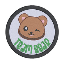 Load image into Gallery viewer, Team Bear patch (2 sizes included) machine embroidery design DIGITAL DOWNLOAD