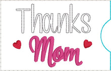 Load image into Gallery viewer, Thanks Mom Gift Card holder (US &amp; UK versions) machine embroidery design 4x4 DIGITAL DOWNLOAD