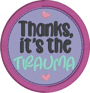 Thanks Trama patch machine embroidery design (2 sizes included) DIGITAL DOWNLOAD