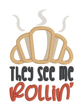Load image into Gallery viewer, They See Me Rollin applique machine embroidery design (5 sizes included) DIGITAL DOWNLOAD