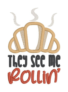 They See Me Rollin applique machine embroidery design (5 sizes included) DIGITAL DOWNLOAD