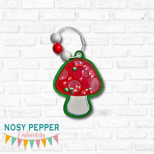 Toadstool applique shaker bookmark/bag tag/ornament machine embroidery file DIGITAL DOWNLOAD