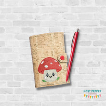 Load image into Gallery viewer, Toadstool top load notebook cover machine embroidery design DIGITAL DOWNLOAD