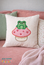 Load image into Gallery viewer, Frog Toadstool applique DEC 24 Mystery Bundle machine embroidery design (5 sizes included) DIGITAL DOWNLOAD
