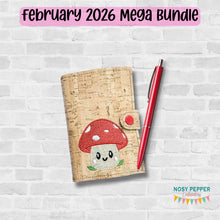 Load image into Gallery viewer, Toadstool top load notebook cover machine embroidery design DIGITAL DOWNLOAD