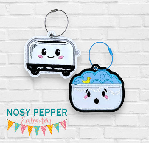 Toaster Bath applique bag tag set machine embroidery design DIGITAL DOWNLOAD