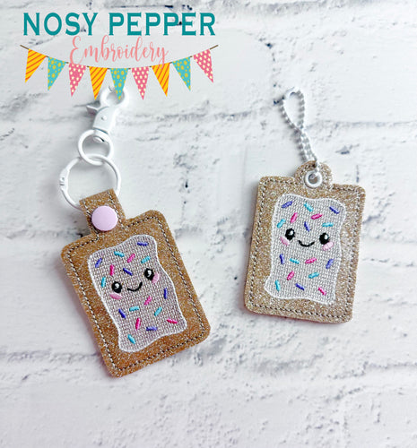 Toaster Tart snap tab and eyelet fob machine embroidery file (single and multi files included) DIGITAL DOWNLOAD