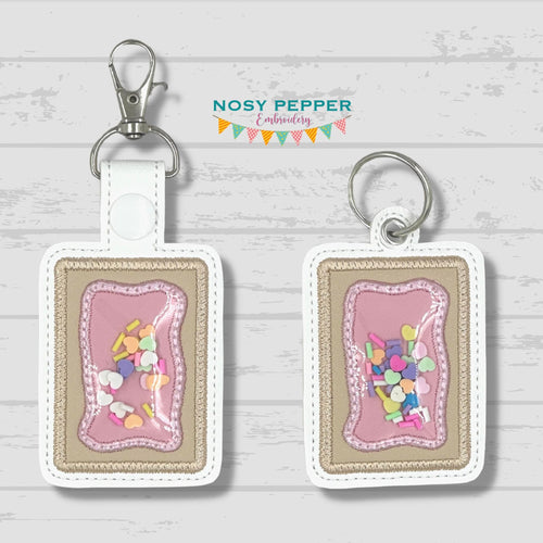 Toaster Tart Applique Shaker snap tab and eyelet fob machine embroidery file (single and multi files included) DIGITAL DOWNLOAD