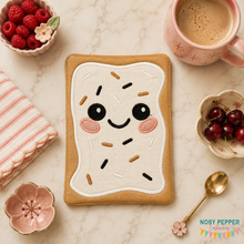 Load image into Gallery viewer, Toaster Tart applique mug rug --SEPT MB-- machine embroidery design (4 sizes, envelope and turned styles included) DIGITAL DOWNLOAD