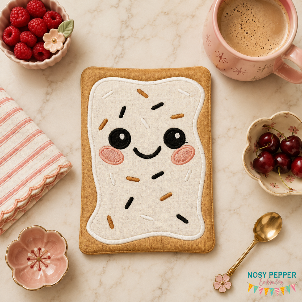 Toaster Tart applique mug rug --SEPT MB-- machine embroidery design (4 ...