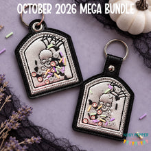 Load image into Gallery viewer, Tombstone applique shaker snap tab and eyelet fob set with charm (single and multi files included) machine embroidery design DIGITAL DOWNLOAD