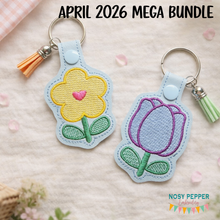 Load image into Gallery viewer, Sketchy Flowers snap tab set (2 designs with single and multi files included) machine embroidery design DIGITAL DOWNLOAD