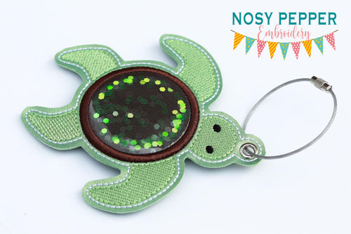 Turtle applique shaker bookmark/ornament/bag tag machine embroidery design DIGITAL DOWNLOAD