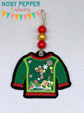 Load image into Gallery viewer, Ugly Sweater applique shaker ornament/bag tag/bookmark machine embroidery design DIGITAL DOWNLOAD