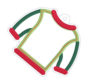 Ugly Sweater applique shaker ornament/bag tag/bookmark machine embroidery design DIGITAL DOWNLOAD