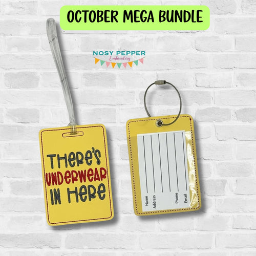 Underwear luggage tag set machine embroidery design DIGITAL DOWNLOAD