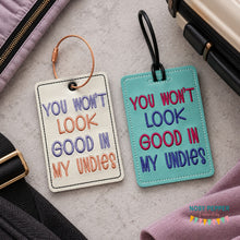 Load image into Gallery viewer, My Undies luggage tag set machine embroidery design DIGITAL DOWNLOAD