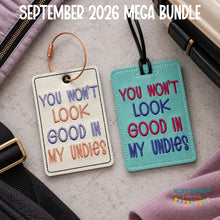Load image into Gallery viewer, My Undies luggage tag set machine embroidery design DIGITAL DOWNLOAD