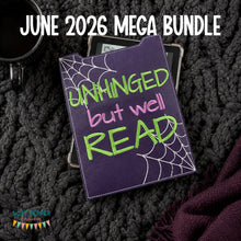 Load image into Gallery viewer, Unhinged reader sleeve (3 sizes included) machine embroidery design DIGITAL DOWNLOAD
