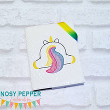 Load image into Gallery viewer, Unicorn Butt notebook cover machine embroidery design (2 sizes available) DIGITAL DOWNLOAD