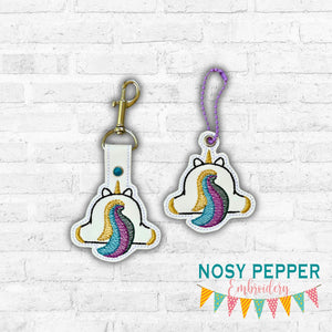 Unicorn Butt snap tab and eyelet fob machine embroidery file (single and multi files included) DIGITAL DOWNLOAD