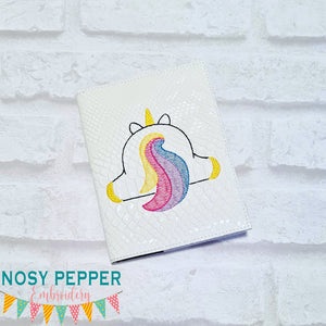 Unicorn Butt notebook cover machine embroidery design (2 sizes available) DIGITAL DOWNLOAD