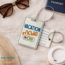 Load image into Gallery viewer, Vacation Mode Luggage Tag Set – Machine Embroidery Design – Travel Tag ITH – Digital Download