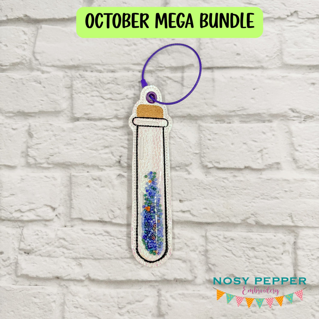 Vial Shaker bag tag/bookmark machine embroidery design DIGITAL DOWNLOAD