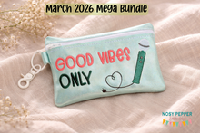 Load image into Gallery viewer, Good Vibes Only ITH Bag (4 sizes available) MARCH 26 MATURE BUNDLE machine embroidery design DIGITAL DOWNLOAD