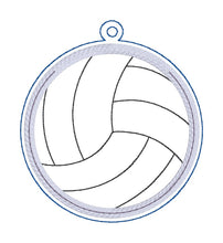 Load image into Gallery viewer, Volleyball applique shaker bookmark/bag tag/ornament machine embroidery file DIGITAL DOWNLOAD