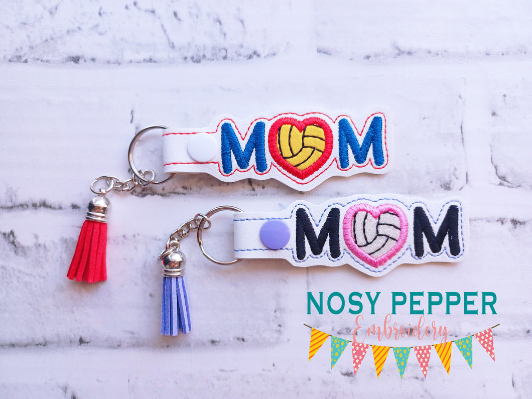 Volleyball Mom applique snap tab machine embroidery design (single & multi files included) DIGITAL DOWNLOAD