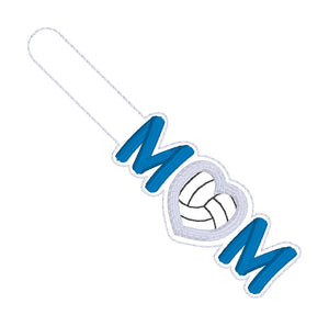 Volleyball Mom applique snap tab machine embroidery design (single & multi files included) DIGITAL DOWNLOAD'