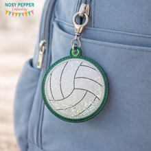 Load image into Gallery viewer, Volleyball applique shaker bookmark/bag tag/ornament machine embroidery file DIGITAL DOWNLOAD