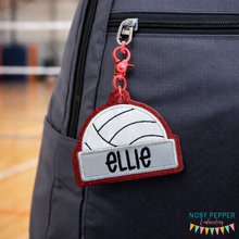 Load image into Gallery viewer, Volleyball appliqué name bag tag/ornament/bookmark --DEC 25 MB--machine embroidery design DIGITAL DOWNLOAD