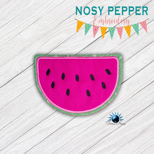 Load image into Gallery viewer, Watermelon applique mug rug machine embroidery design (4 sizes and 2 versions included) DIGITAL DOWNLOAD