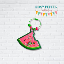 Load image into Gallery viewer, Watermelon applique shaker bagtag bookmark/ornament/bag tag machine embroidery design DIGITAL DOWNLOAD