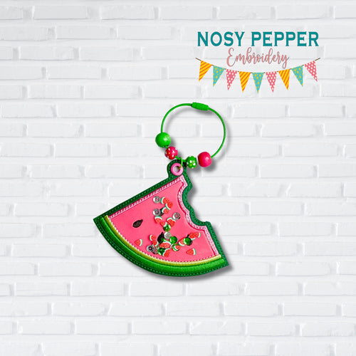 Watermelon applique shaker bagtag bookmark/ornament/bag tag machine embroidery design DIGITAL DOWNLOAD