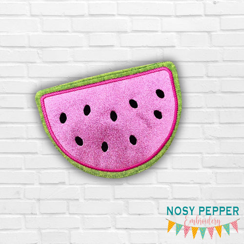 Watermelon applique mug rug machine embroidery design (4 sizes and 2 versions included) DIGITAL DOWNLOAD