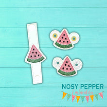 Load image into Gallery viewer, Watermelon Shoe Charm machine embroidery design single and multi files (3 versions included) DIGITAL DOWNLOAD