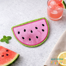 Load image into Gallery viewer, Watermelon applique mug rug machine embroidery design (4 sizes and 2 versions included) DIGITAL DOWNLOAD