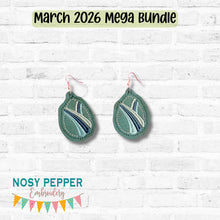 Load image into Gallery viewer, Wave ITH earrings machine embroidery design DIGITAL DOWNLOAD