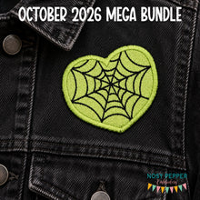 Load image into Gallery viewer, Web Heart patch --2026 Spooky Mystery Bundle-- (3 sizes included) machine embroidery design DIGITAL DOWNLOAD
